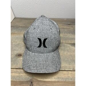 Hurley Fitted Hat Gray S-M Flexfit Yupoong Embroidered Logo 6 Panel